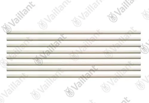 Set aus 8 weißen, zylindrischen Keramikstäben, gleichmäßig angeordnet. Geeignet für Anwendungen von Vaillant.